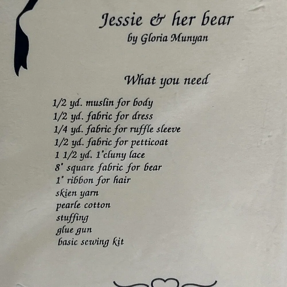 Jessie & Her Bear Doll Country Heartstrings NEW Vintage Sewing Pattern 1990